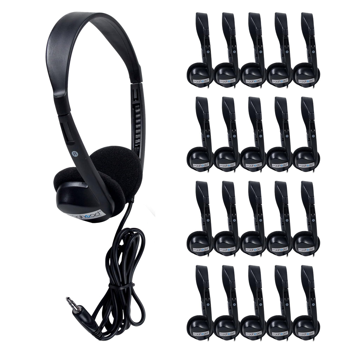 Egghead- 1000 Auriculares estéreo Negros (20 Unidades)