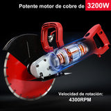 HYCHIKA 3200W Sierra Eléctrica para Hormigón, 305mm Cortador de Sierra Circular con Motor de 4300RPM, Rozadora Pared Incluye Línea de Agua y Bomba, para Piedra Ladrillo Madera