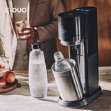 SodaStream E-Duo - Aireador de agua eléctrico con cilindro de CO2, botella de cristal y 2 botellas de plástico aptas para lavavajillas, altura: 44 cm, color: titanio