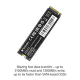 Verbatim Vi3000 NVMe M.2 - Unidad SSD Interna con 2 TB de Almacenamiento de Datos, Unidad de Estado sólido con Interfaz PCIe Gen 3, Color Negro