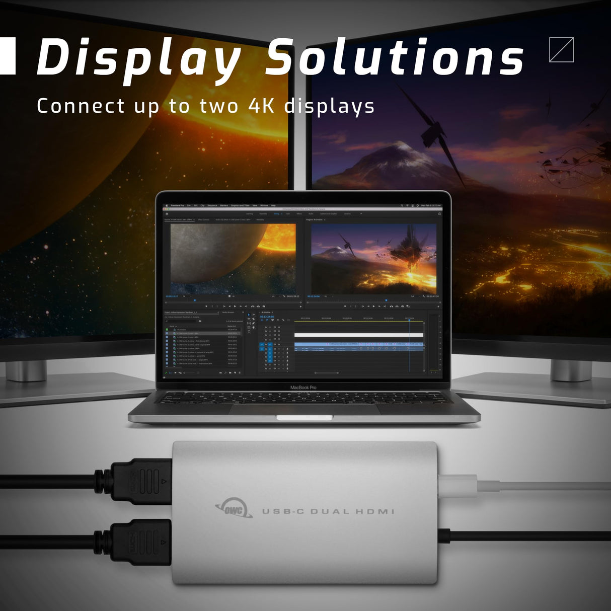 OWC Adaptador de pantalla USB-C dual HDMI 4K con DisplayLink, para Mac Apple Silicon M1 y M2 u otros Mac o PC con USB-C o Thunderbolt