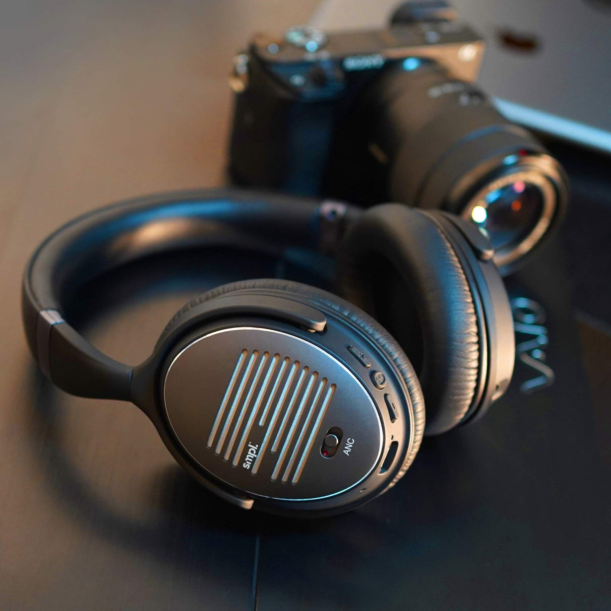 Smpl Auriculares Inalámbricos con Cancelación de Ruido - Cascos Bluetooth con micrófono, 16h de batería, para trabajo/viajes/ordenador/teléfono/TV - Negro, Talla única
