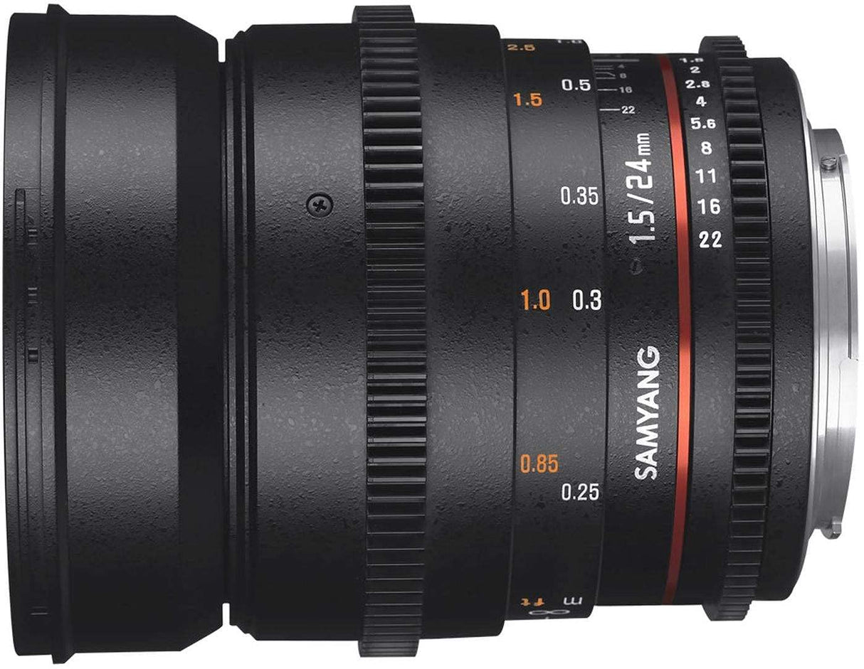 Samyang F1312810101 - Objetivo para vídeo VDSLR para Fuji X (Distancia Focal Fija 24mm, Apertura T1.5-22 ED AS IF UMC II, diámetro Filtro: 77mm), Negro