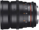 Samyang F1312810101 - Objetivo para vídeo VDSLR para Fuji X (Distancia Focal Fija 24mm, Apertura T1.5-22 ED AS IF UMC II, diámetro Filtro: 77mm), Negro
