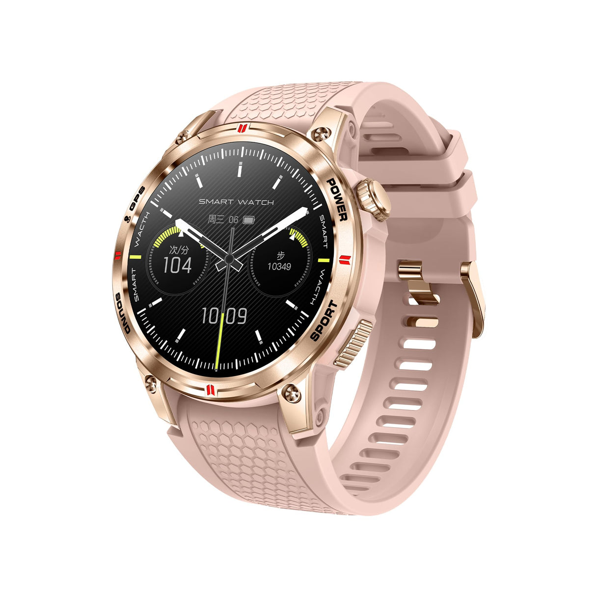 Knauermann Smart 3 (2025) - Reloj Inteligente con función telefónica y función SOS, Pantalla AMOLED BT Bluetooth, apnea del sueño, Correa de Silicona Rosa, 14-24