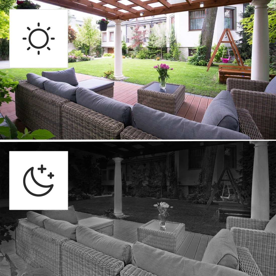 Hama | Cámara de vigilancia Exterior, 1080P, Sensor de Movimiento y luz, Full HD, Compatible con Amazon Alexa y Google Assistant.