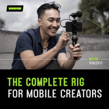 Shure MV88+ Micrófono de Condensador Kit de vídeo estéreo Digital para Apple y Android, con Cable, con trípode Manfrotto PIXI, Abrazadera para teléfono, Soporte y Cables iOS y USB-C