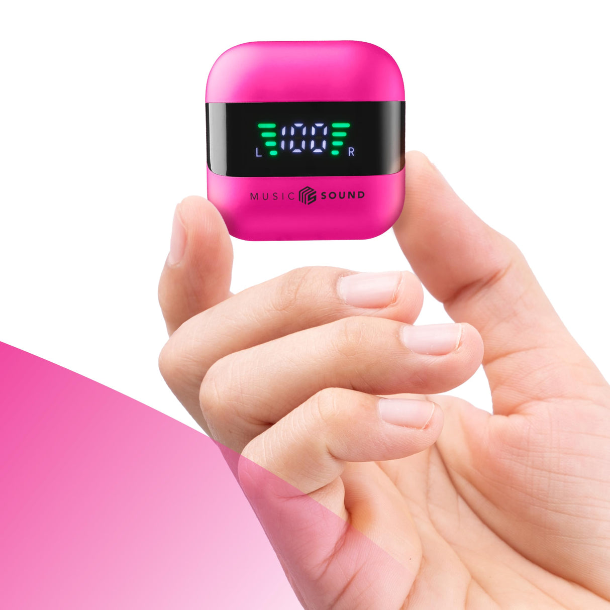 Music Sound, Spark - Auriculares TWS, Bluetooth, inalámbricos, Pantalla LED, Play Time 30 Horas, emparejamiento automático, Controles táctiles en los Auriculares, Rosa