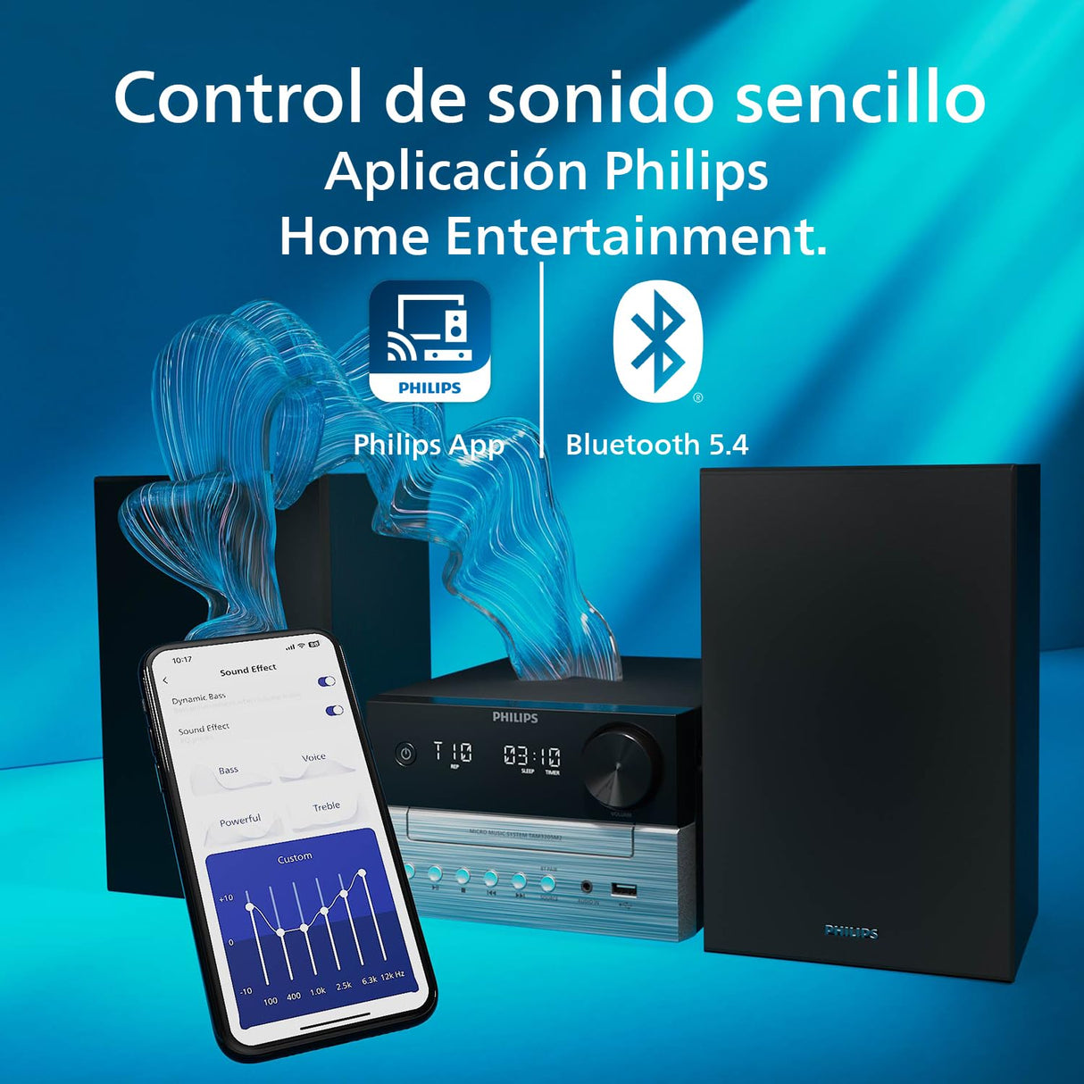 Philips TAM3205M2 Micro Music HiFi System, Bluetooth Enabled, CD Player, USB, Auracast FM Radio, 85% PCR Material