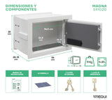 ARREGUI Magna 591020 Caja Fuerte Empotrable con Código y Llave | Caja de Doble Seguridad con Fondo Extensible para Dinero | Caja Fuerte de Pared Electrónica para Hogar u Oficina |26x36x15-25cm |14-23L