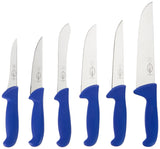 F. DICK ErgoGrip - Juego de cuchillos (6 piezas, 18, 23 cm, 15, 18 cm, 13 cm, HRC 56°), acero inoxidable, azul, 36,4 cm