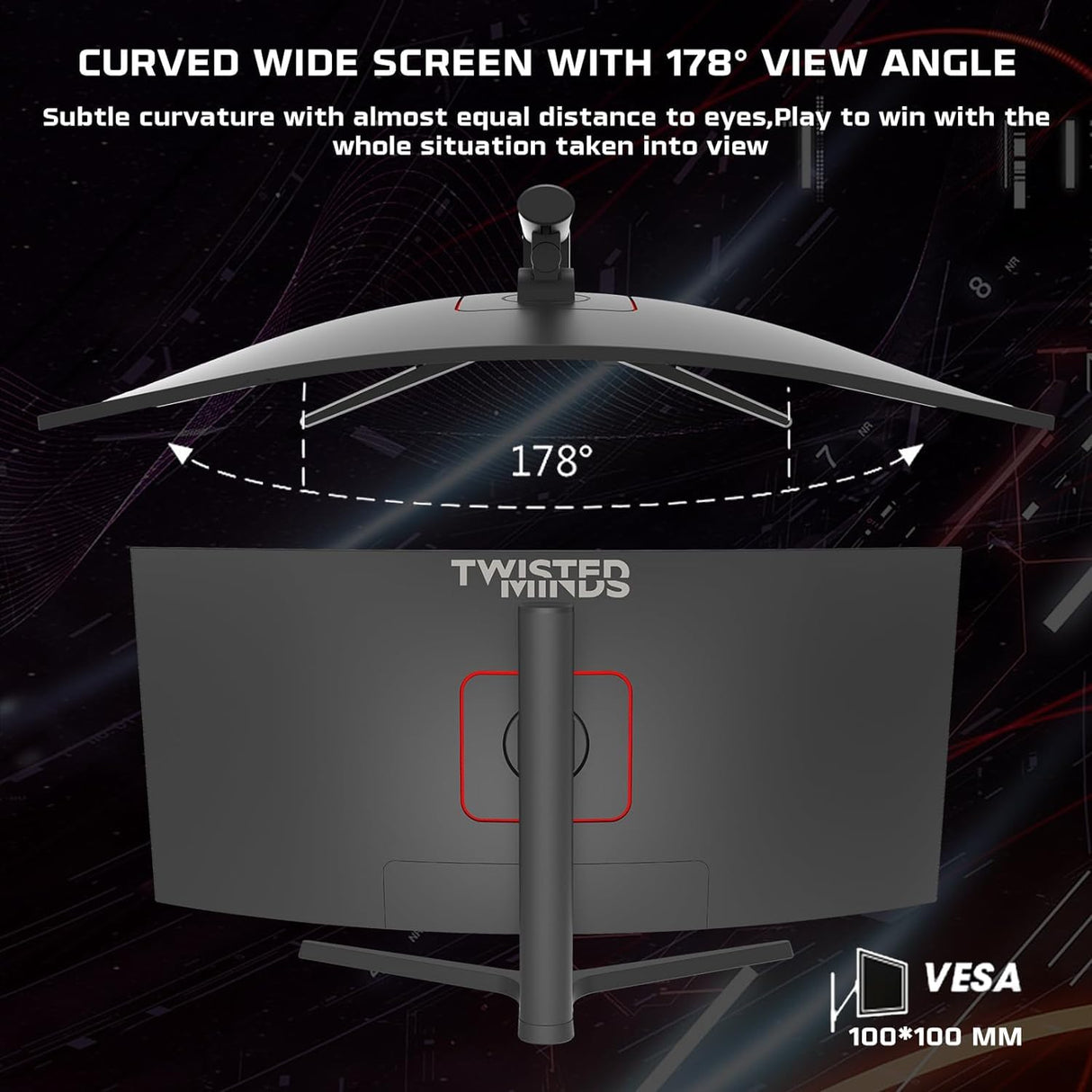 Twisted Minds Monitor para Gaming, Pantalla de 34 Pulgadas Fast IPS - Resolución 2560 x 1440 FHD, frecuencia actualización 165 Hz, relación Aspecto 21:9, Tiempo Respuesta 1 ms - Negro (TM34RWA)