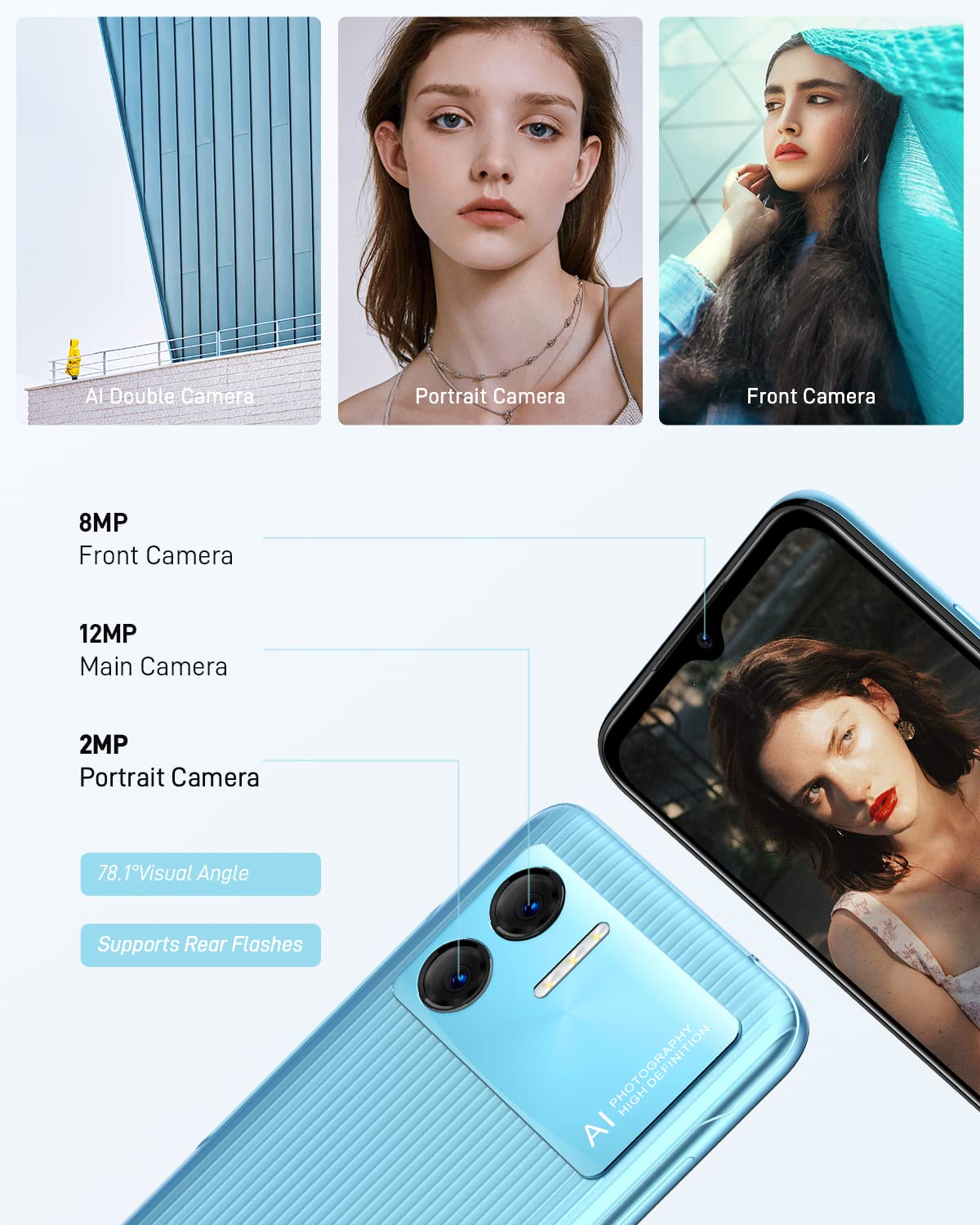 DOOGEE Teléfono Móvil Libre Android 12 X98 Pro, Smartphone con 9GB + 128 GB, 6.52" HD Sony Cámara 12+2MP+8MP Front, Helio G25 / Octa Core, Batería 4200 mAh Carga Rápida 10W OTG