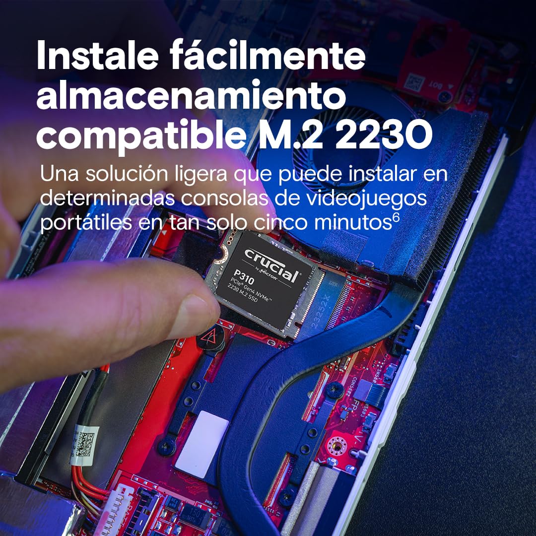 Crucial P310 SSD 2TB PCIe Gen4 NVMe M.2 2230, hasta 7.100 MB/s, Compatible con Steam Deck, ASUS ROG Ally, MSI Claw & Microsoft Surface, Disco Duro - CT2000P310SSD2