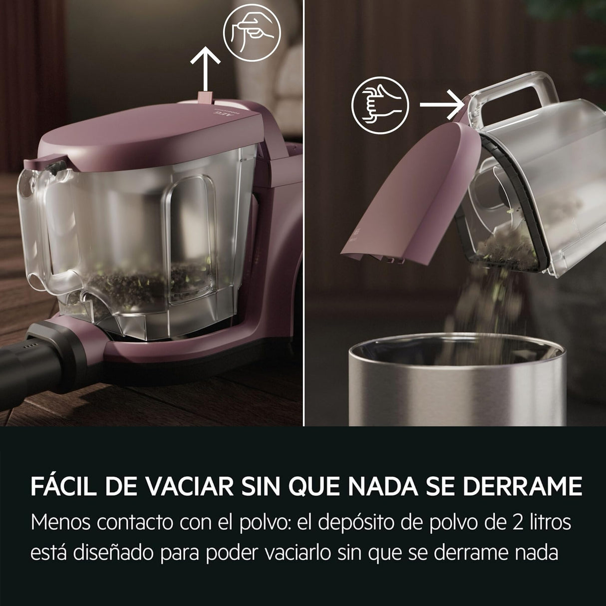 AEG Aspiradora de Trineo Sin Bolsa AL51C1DRF, 1000W, Filtro HEPA, 78dB, Capacidad 2 L, Radio de Acción 9m, Ideal Suelos Duros y Alfombras, Rojo