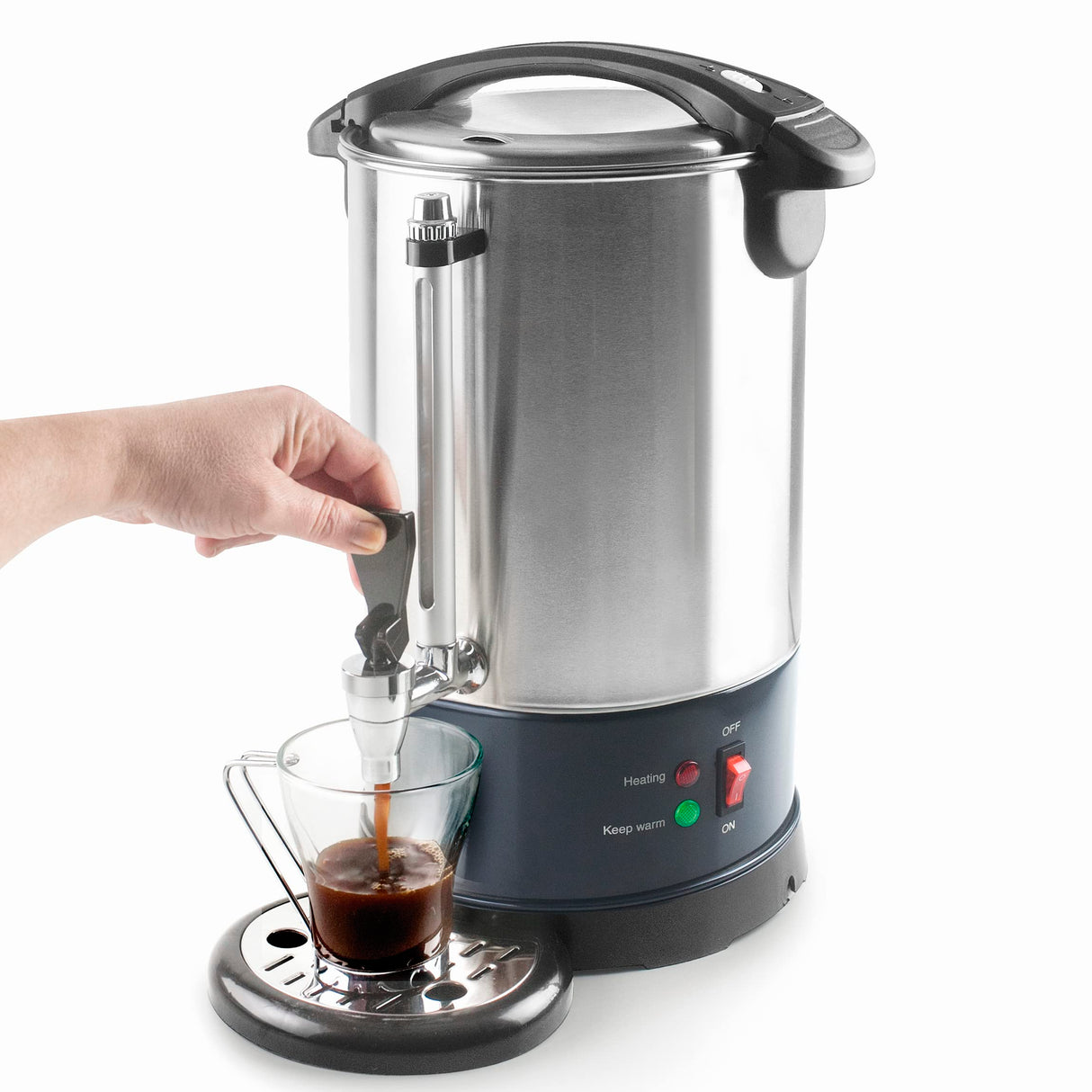 LACOR - 69486 - Cafetera Percoladora, Percolador Cafetera, Con 2 Sistemas de Calentamiento Independientes, Acero Inoxidable, Capacidad 6 L, 1500W