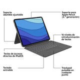 Logitech Combo Touch Funda con Teclado para iPad Pro 12,9 Pulgadas (5a Gen. - 2021) - Teclado Retroiluminado Extraíble con Soporte, Trackpad, Smart Connector - Disposición QWERTY Español - Gris