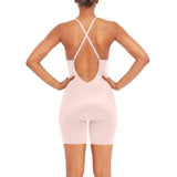 Spanx shape Suit Your Fancy Plunge Low-Back Mid-Thigh Bodysuit - Comfortable One Piece - Medium Compression - Seamless,CHAMPAGNE BEIGE,L