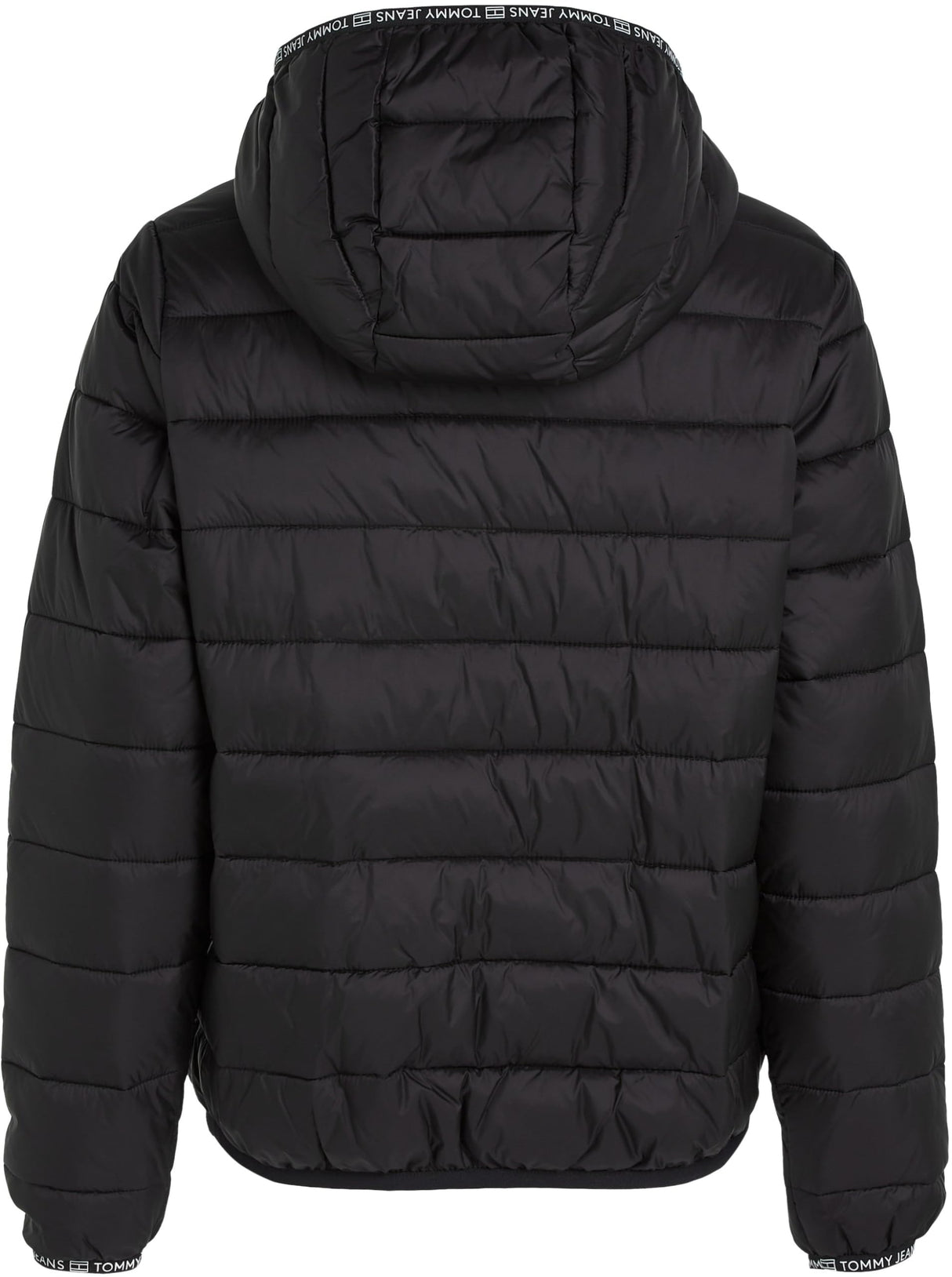 Tommy Jeans Cazadora Acolchada Mujer Quilted Tape Hood Jacket con Capucha, Negro (Black), XXS