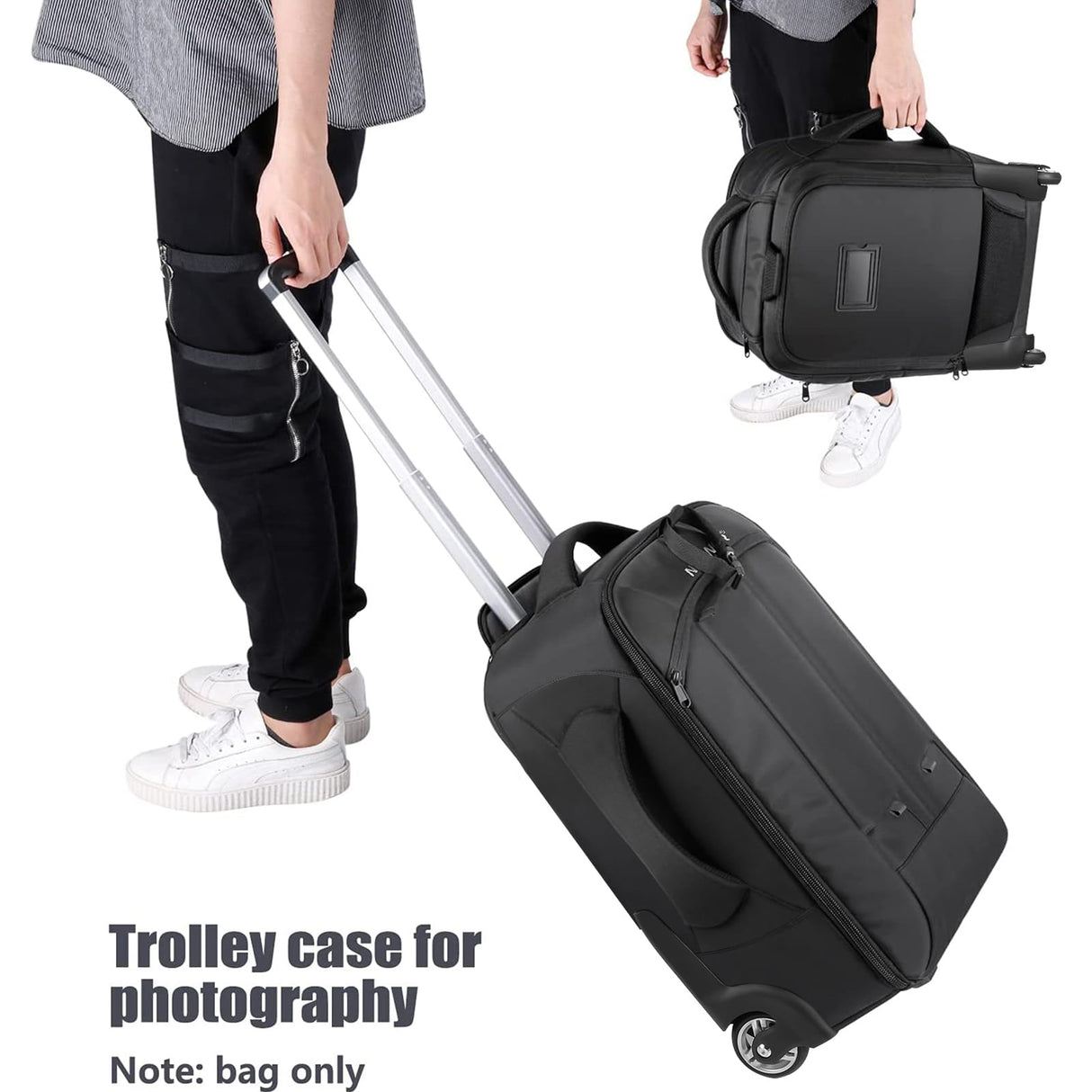 Neewer – Mochila Convertible en Maleta de Ruedas para cámaras SLR/DSLR y Accesorios (NW3300), Negro
