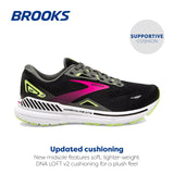 Brooks Adrenaline Gts 23, Sneaker Mujer, Negro Black Gunmetal Sharp Green 1d0, 35.5 EU