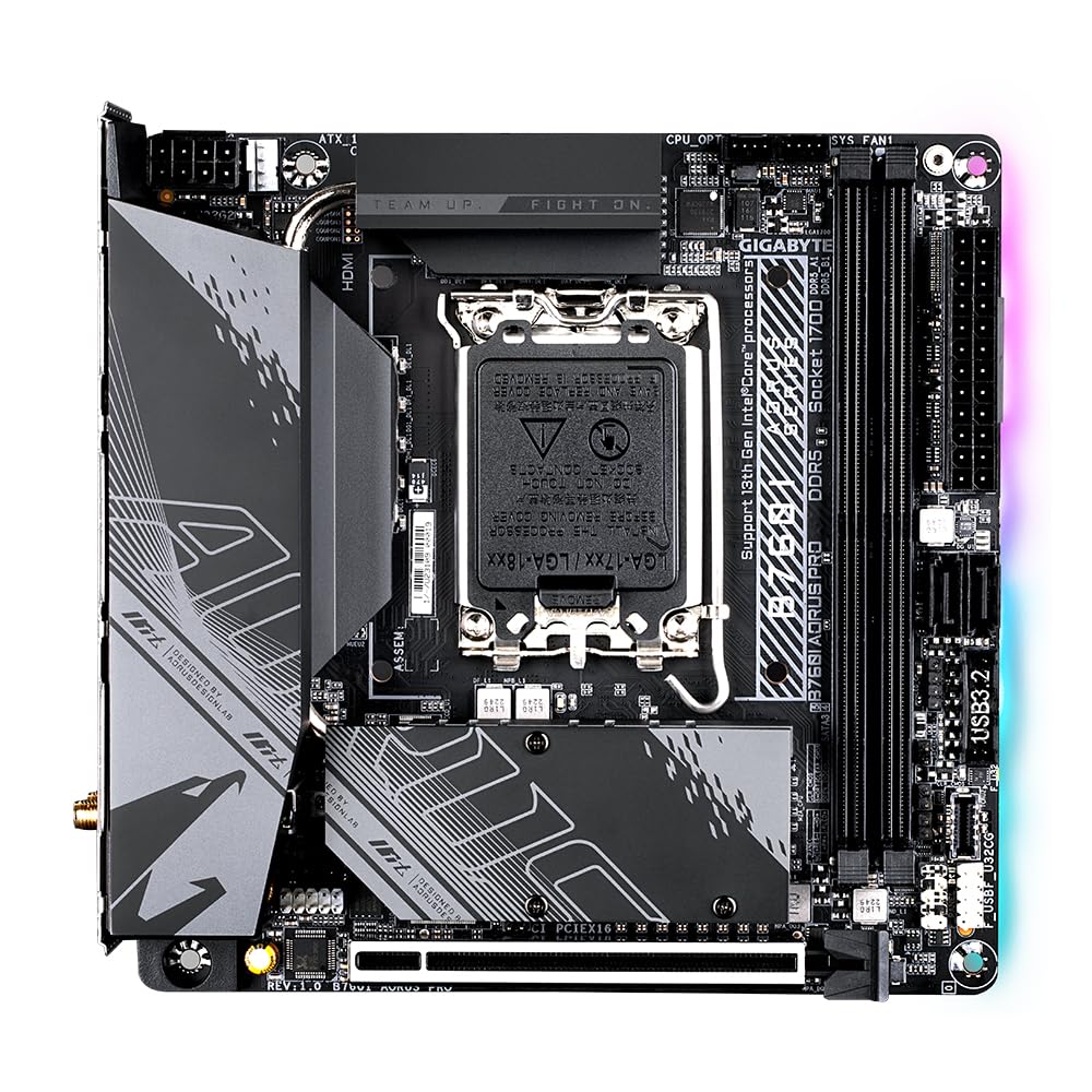 GIGABYTE B760I AORUS Pro Placa Base - Soporta CPUs Intel Core de 14ª generación, VRM Digital de 8+1+1 Fases, hasta 8000MHz DDR5 (OC), 2xPCIe 4.0 M.2, Wi-Fi 6E, LAN de 2.5GbE, USB 3.2 Gen 2