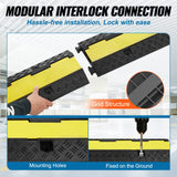 VEVOR Rampa de Protección de Cable 3 Piezas 2 Vías Canaleta Pasacables de Suelo 3 x 3 cm Protector de Cables de Caucho y PVC Capacidad de Carga 5443 kg Cubiertas de Suelo para Cables Negro y Amarillo
