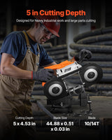VEVOR Sierra de Cinta Portátil, Corte Profundo de 127 mm 360 W Motor sin Escobillas Sierra de Cinta Inalámbrica y Compacta con Ganchos, Velocidad Variable de 0-120 m/min para Cortar Metal y Madera
