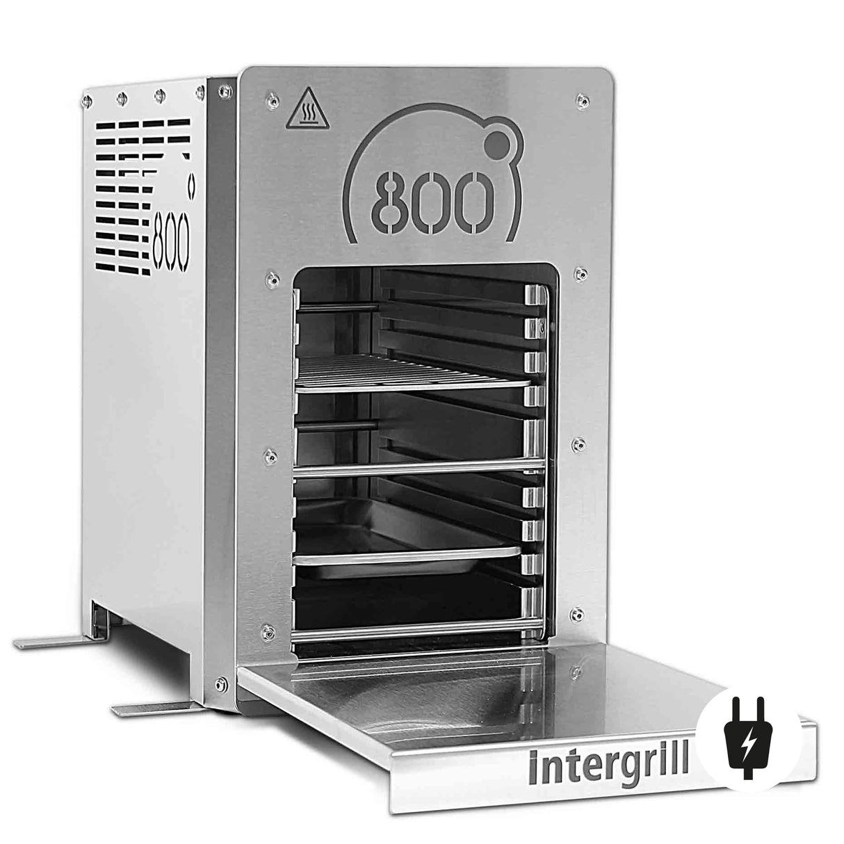 intergrill Barbacoa eléctrica de 800 °, quemador de cuarzo, parrilla de alto rendimiento, calidad profesional, 20 kg, parrilla de mesa de acero inoxidable, incluye rejilla de barbacoa