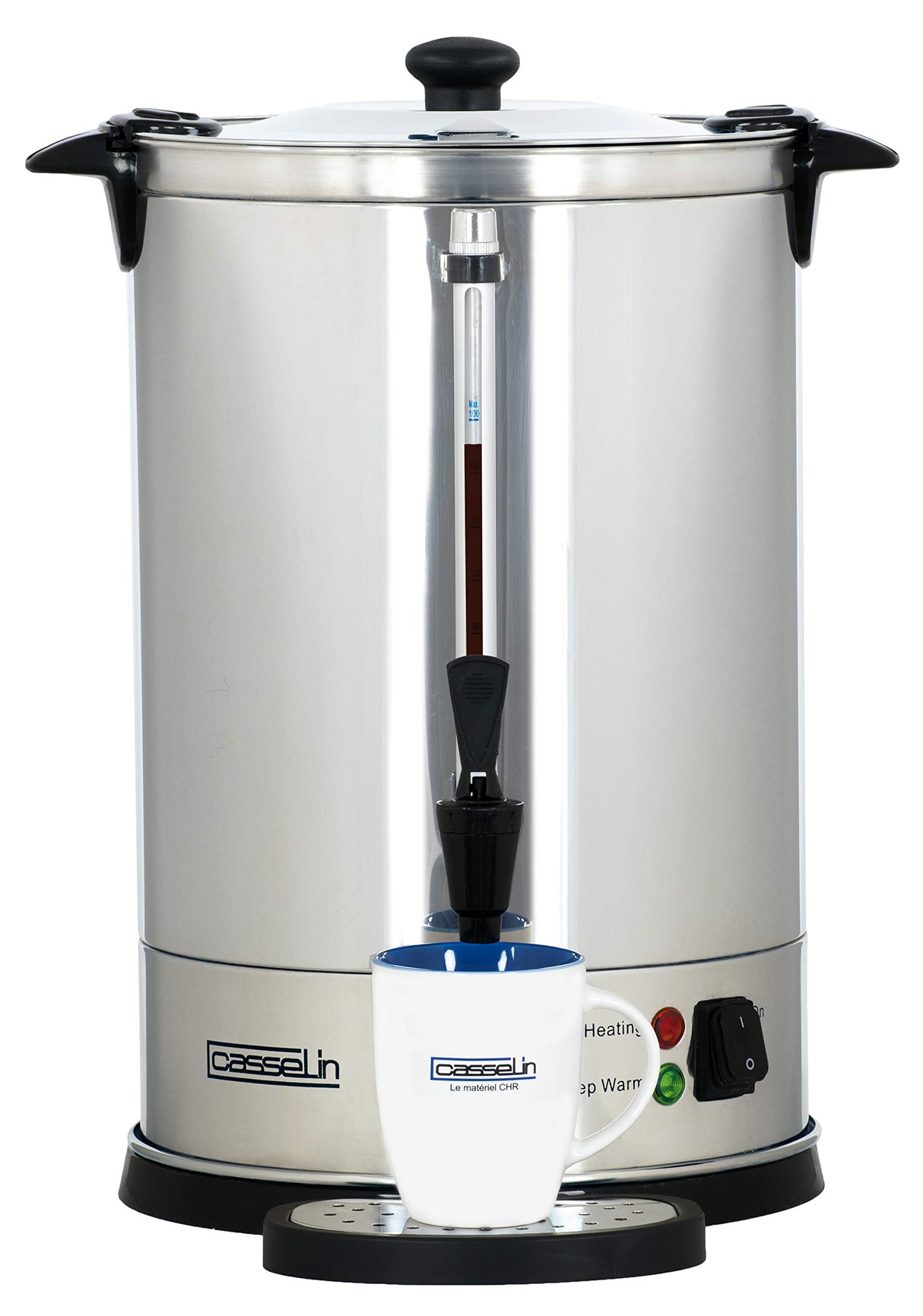 Casselin CPC100 - Percolador de café (100 tazas, acero inoxidable), color negro