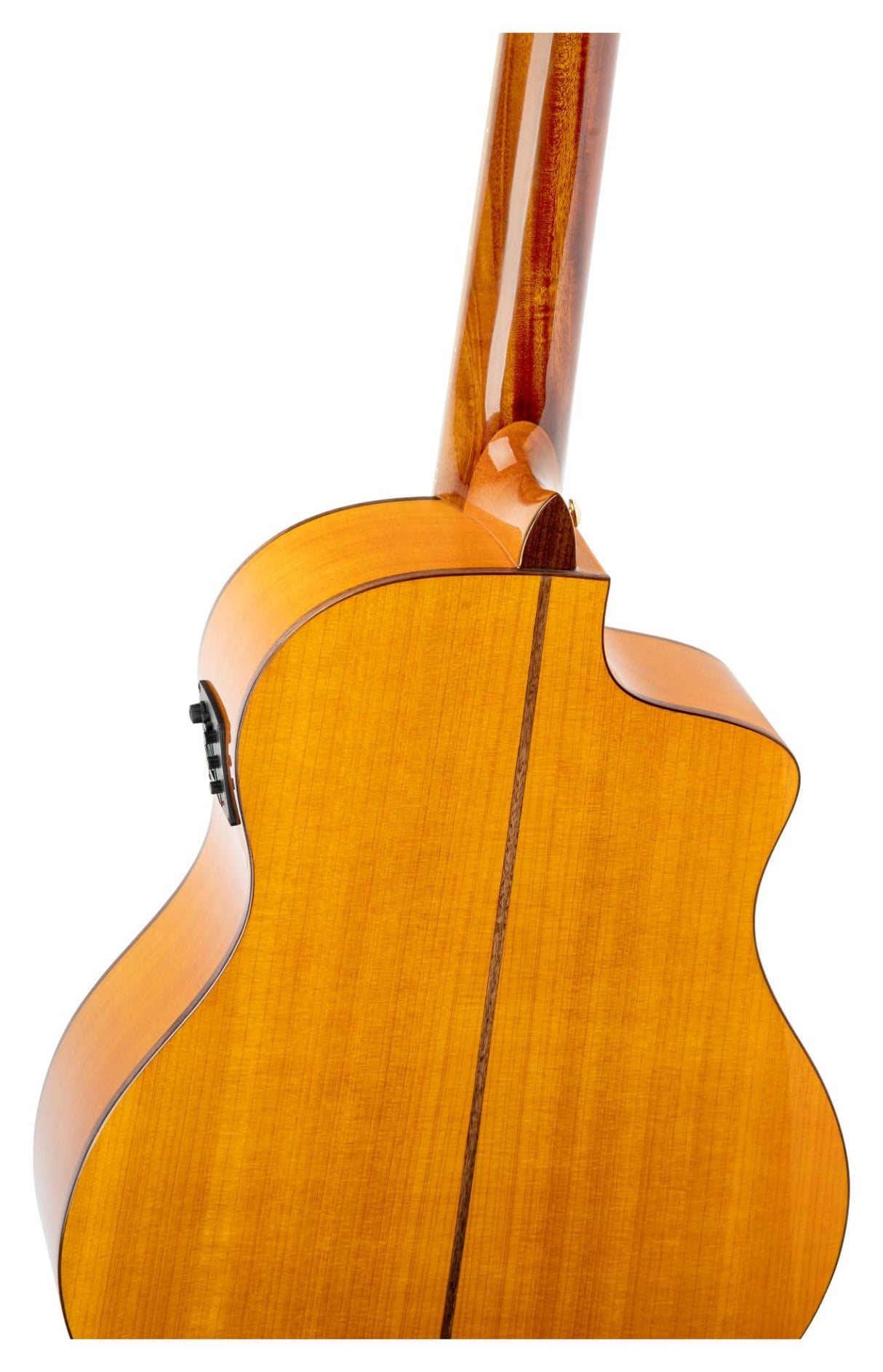 Ortega Guitars Family Series Pro - Guitarra flamenca para zurdos, tamaño 4/4, electroacústica, pícea y ciprés con acabado brillante, color amarillo – Incluye funda (RCE170F-L)