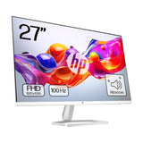 HP 527sa- Monitor de 27" FHD con Altavoces Integrados (1920x1080, IPS, 100 Hz, 5ms, 99% sRGB, 300 Nits, contraste 1500:1) Blanco con Soporte Plateado