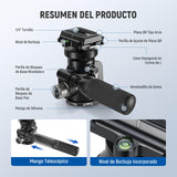 NEEWER Cámara Vídeo Trípode Cabezal Inclinable con Base Niveladora +/-15°, Cabezal de Trípode Fotografía con Mango Retráctil,1/4" Placa QR Tipo Arca para Videocámara DSLR, Carga Máx 11lb/5kg, TH03