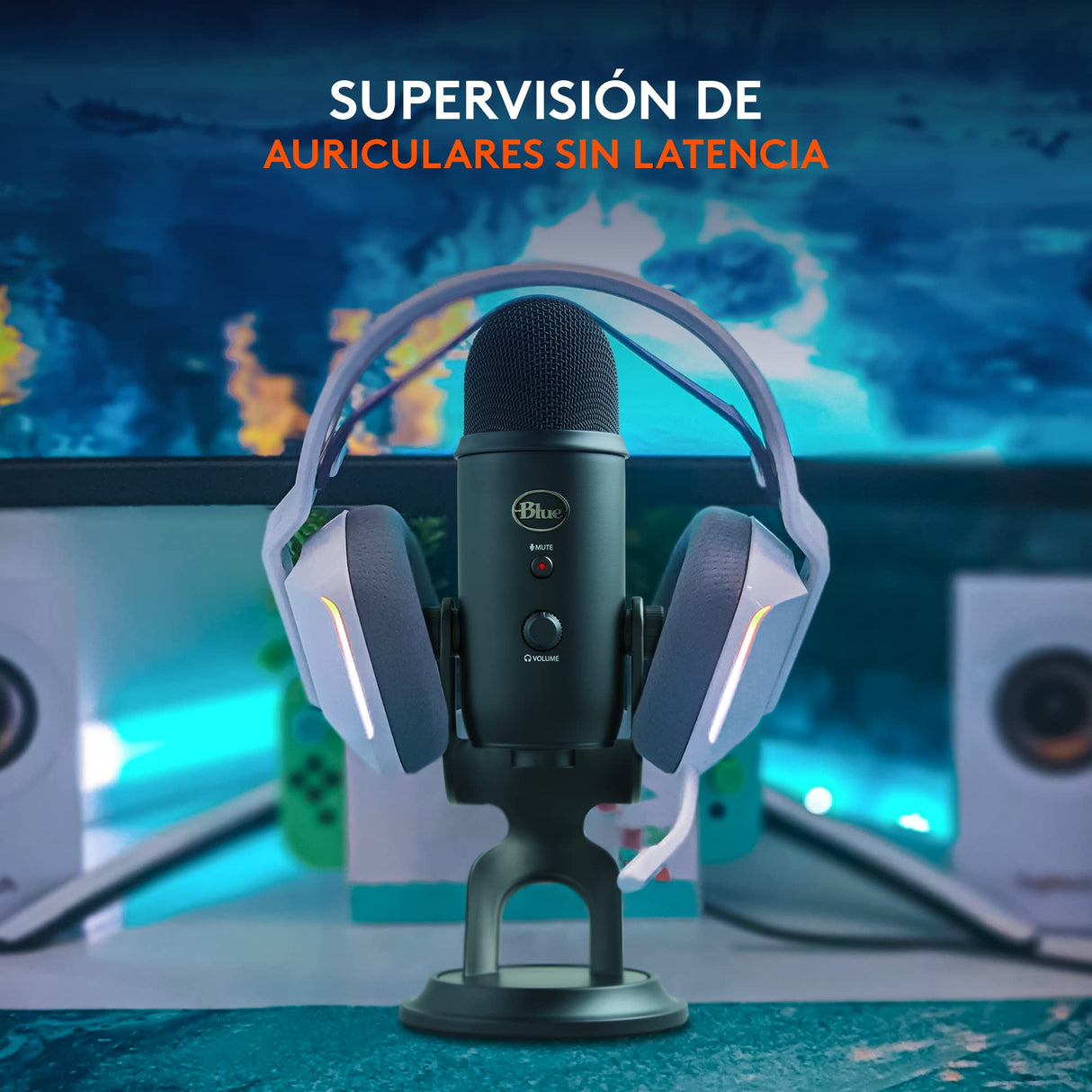 Logitech for Creators Blue Yeti Micrófono USB para Grabación, Streaming, Gaming, Podcasting en PC y Mac, Micro de Condensador para Ordenador, Soporte Ajustable, Plug&Play - Negro