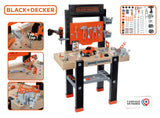 Smoby- Black & Decker Bricolo Center, Taller Banco de Trabajo de Juguete, 92 Accesorios, Taladro mecánico, Función de Clavo Sube-Baja (7600360727)