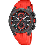 Lotus Reloj Hombre 18943/5 Vortex Caja de Acero Inoxidable 316l Negro Correa de Caucho Rojo