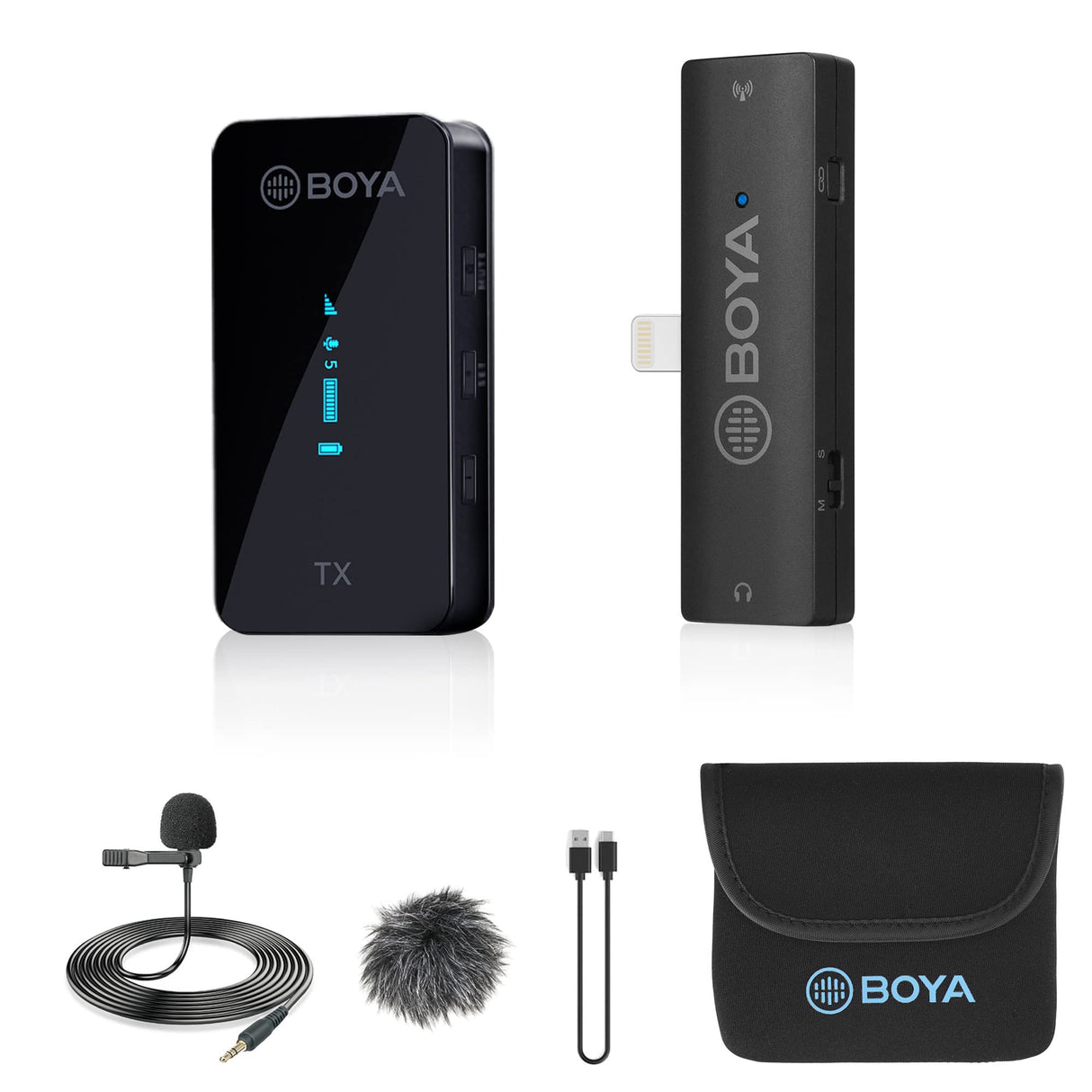 Boya XM6-S3 - Micrófono inalámbrico para iPhone, micrófono inalámbrico de 2,4 GHz con Pantalla OLED y micrófono Incorporado para Youtube, Vlogging