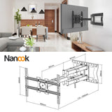 Nanook 4100 Soporte de Pared de Brazo Largo para televisores de 42 a 75 Pulgadas, Extensión Extra Larga de hasta 100 cm, Soporte de TV Que Permite Movimiento Completo, Soporta un Peso de hasta 80 kg