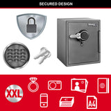 Master Lock Caja Fuerte de Seguridad, Ignifuga y Resistente al Agua, llave y Combinación Digital, XXlarge 56,6L - LTW205GYC