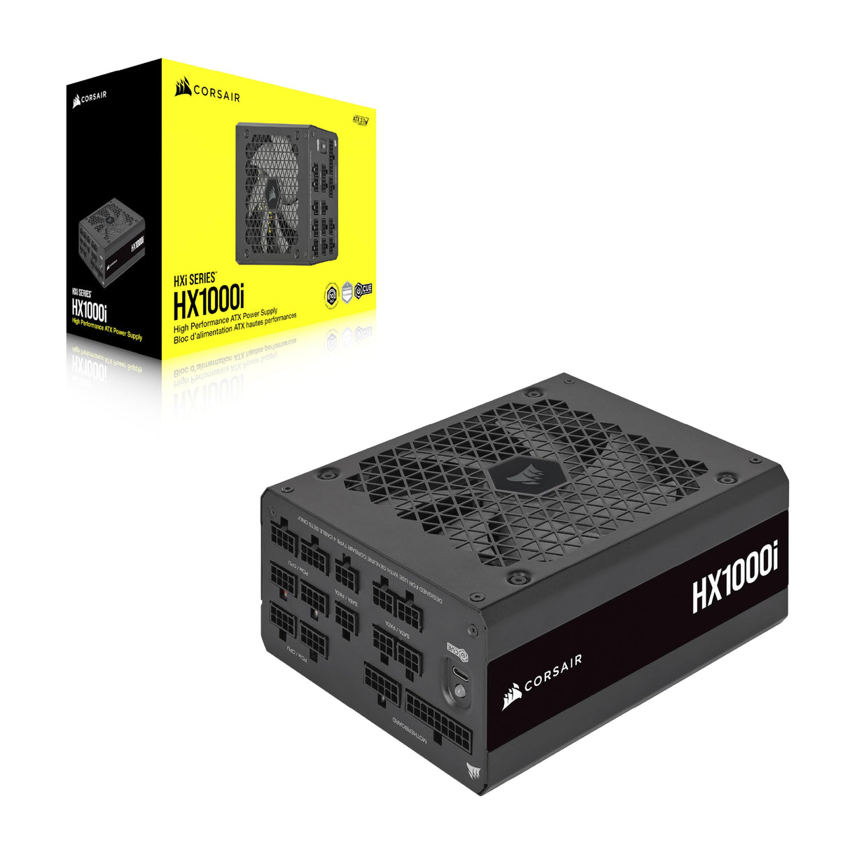 Corsair HX1000i Fuente de Alimentación ATX Totalmente Modular de Muy Bajo Nivel Sonoro - Compatible con ATX 3.1 y PCIe 5.1 -Ventilador con Rodamiento Dinámico Fluido - 80 PLUS Platinum - Negro