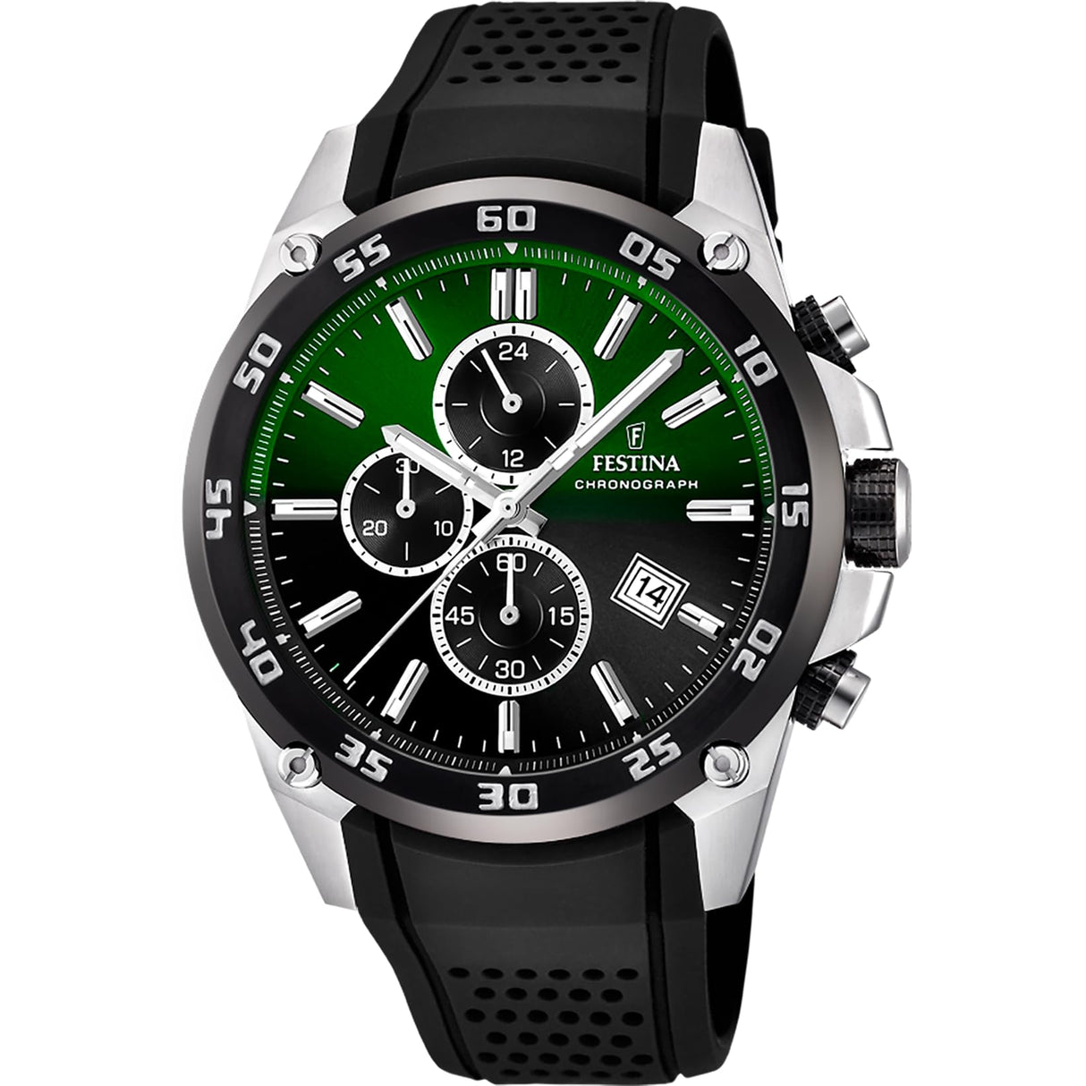Festina Reloj Hombre F20330/B The Originals Caja de Acero Inoxidable 316l Plateado Correa de Caucho Negro