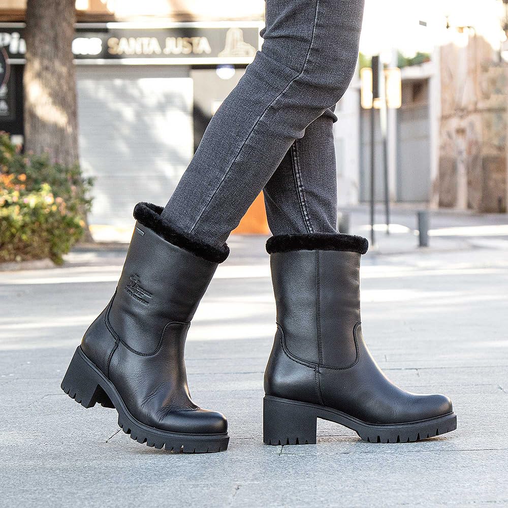 Panama Jack Piola - Botas de media caña para mujer con forro cálido y botines, Negro B002, 39 EU