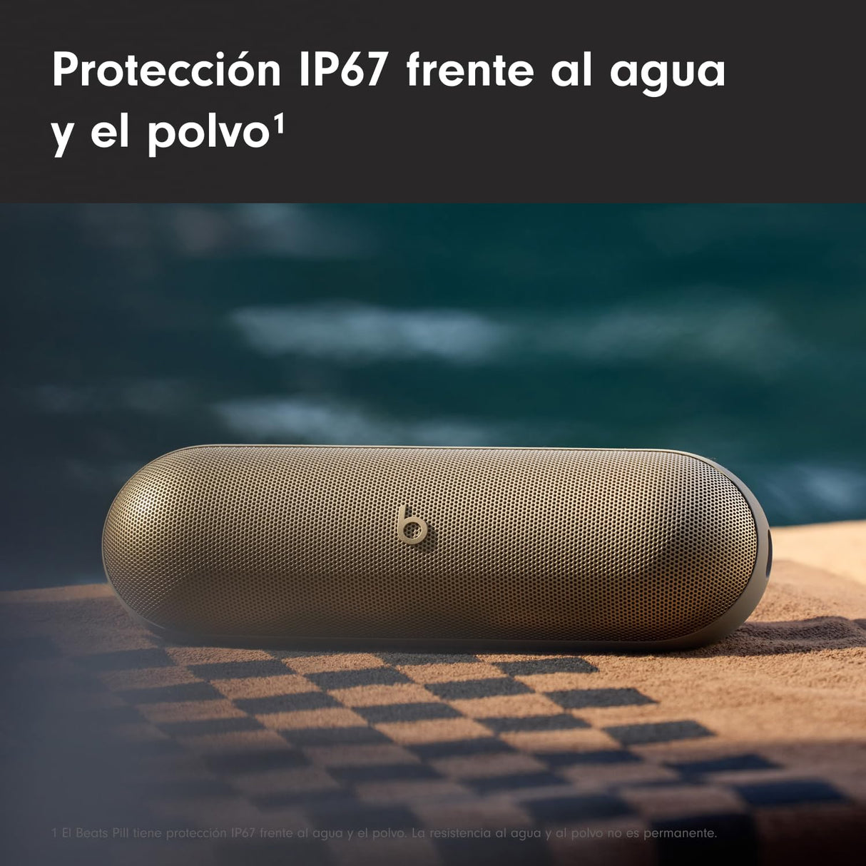 Beats Pill - Altavoz Bluetooth inalámbrico y Cargador portátil Mediante USB-C, hasta 24 Horas de autonomía, Resistencia al Agua IP67, Compatible con Apple y Android, micrófono Integrado – Champán