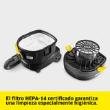 Kärcher Aspirador en seco T 11/1 Classic HEPA Re!Plast, depósito: 11 l, Potencia: 850 W, Nivel de presión acústica: 61 dB(A), Peso: 4,2 kg, Cable: 7,5 m, Cesta de Filtro Permanente, Filtro HEPA-14