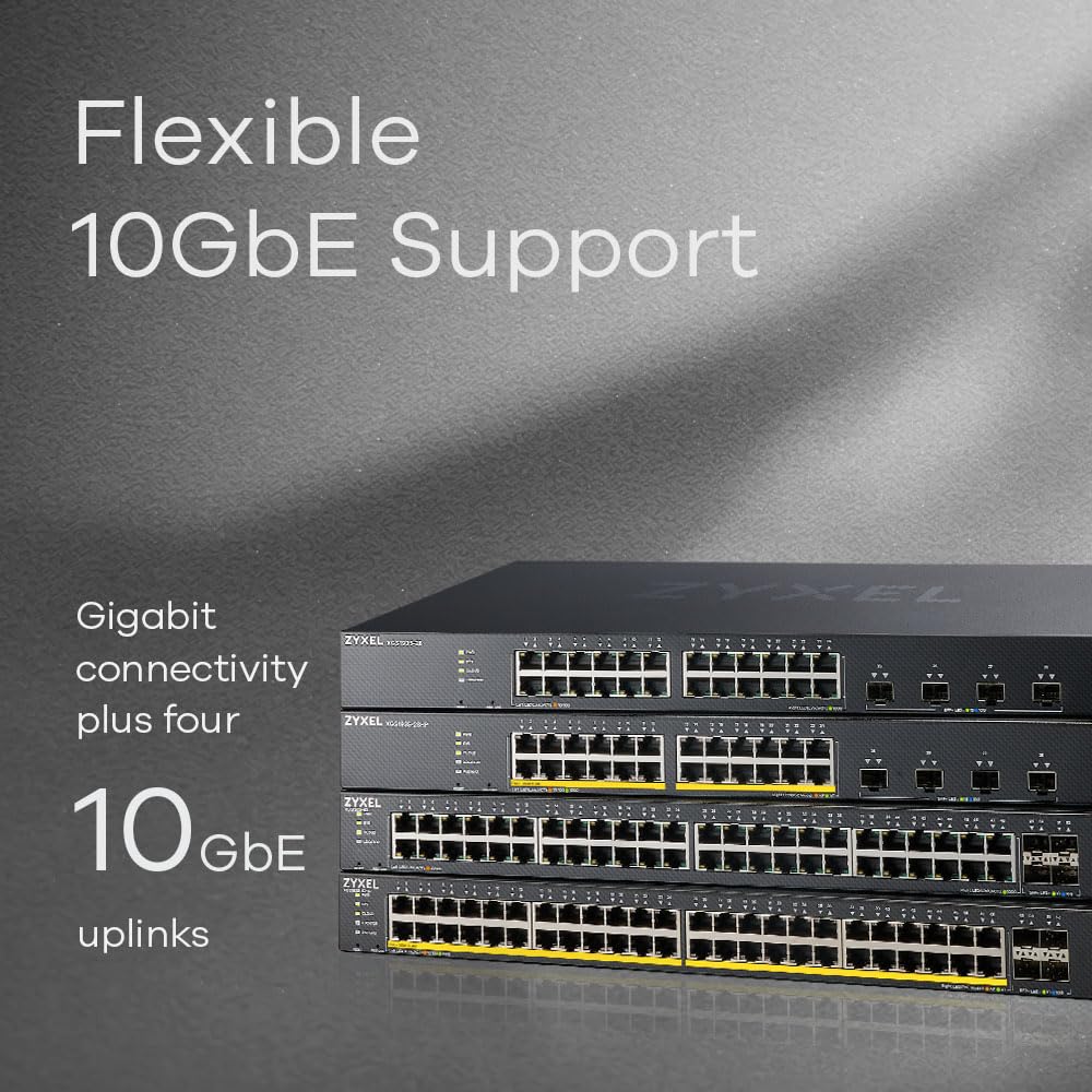 Zyxel Nebula Switch Inteligente de 24 Puertos Ethernet Gigabit con 4 Ranuras 10G SFP+ y Modo Cloud híbrido [XGS1935-28]