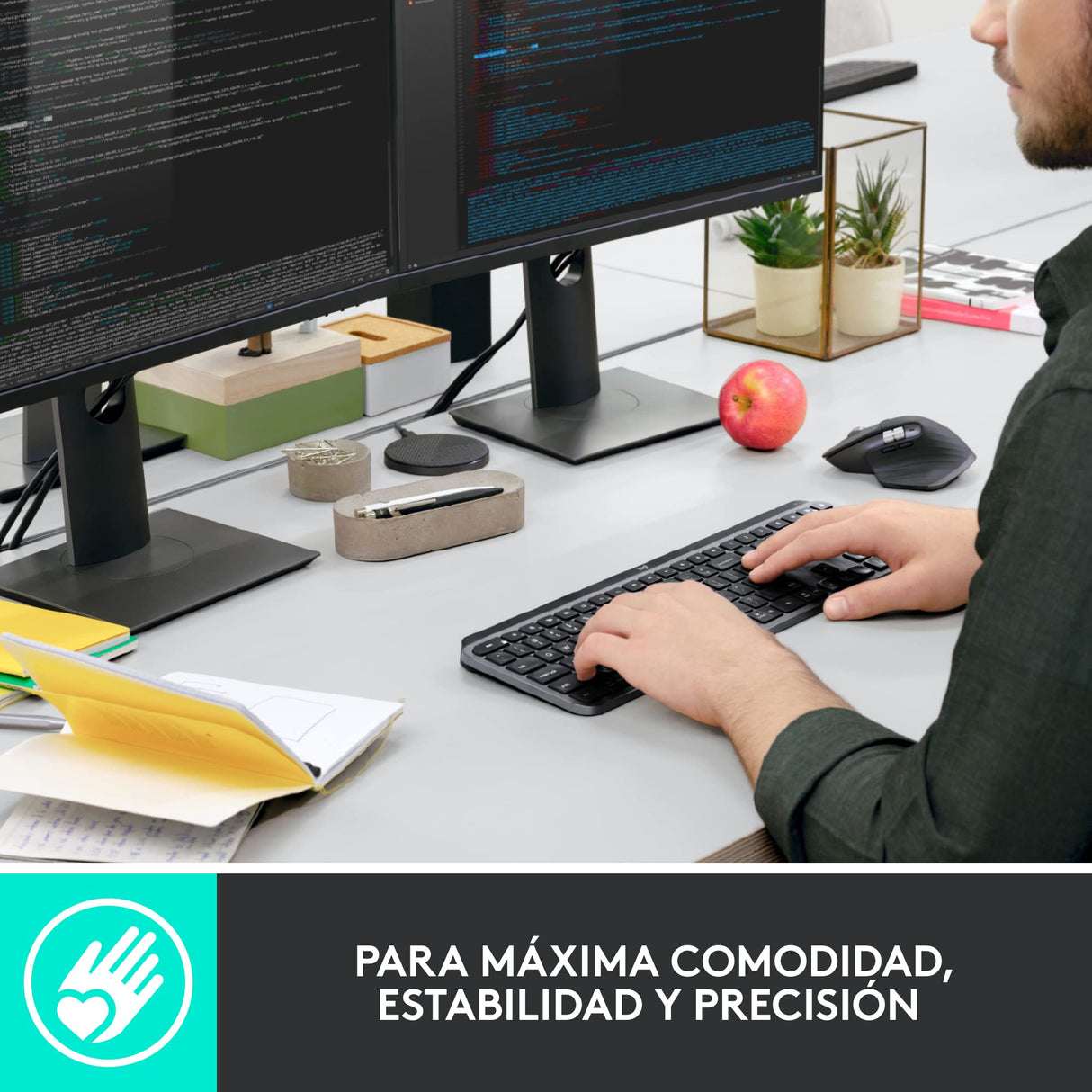 Logitech MX Keys for Business, Teclado retroiluminado inalámbrico, Teclas silenciosas para pulsaciones perfectas, Logi Bolt, Bluetooth, Recargable, Windows/Mac/Chrome/Linux, QWERTY Español - Gris