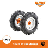 RURIS Motocicleta 6500fr, 7CH, 24 Fresas, Ancho de Trabajo 560-830 mm, manillares Ajustables + Ruedas de Goma 4.00-8