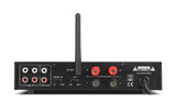 Dynavox ESA-18 MK BT - Amplificador estéreo Compacto, terminales de conexión atornillables para Altavoces, Antena BT integrada y Entrada de micrófono, Color Plateado
