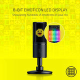 Razer Seiren Emote - Micrófono de condensador USB para transmisión, Micrófono para Streaming (Compacto con amortiguador, patrón de grabación supercardioide, LED Chroma) Negro