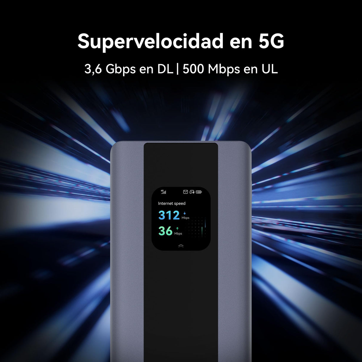 5G Mobile WiFi Pro 5, E6888, Wi-Fi 6 AX3000, 3.600 Mbps en DL/500 Mbps en UL, Zona Wi-Fi Móvil, Router Portátil con Tarjeta SIM, como Fuente de Alimentación Externa, 42 Meses de Garantía